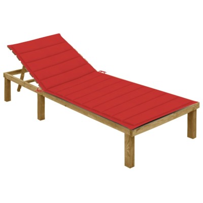 Sun lounger with red...