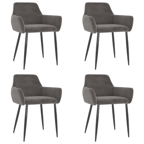 Dining room chairs, 4 pcs., dark gray, velvet