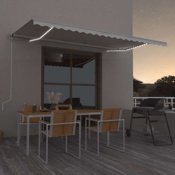 Automatic awning with LED/wind sensor, cream, 500x300cm