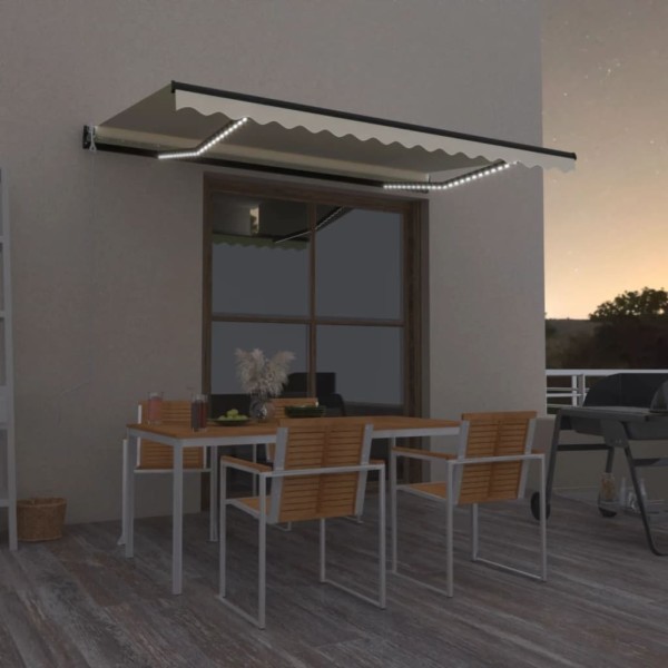 Automatic awning with LED/wind sensor, cream, 450x350cm