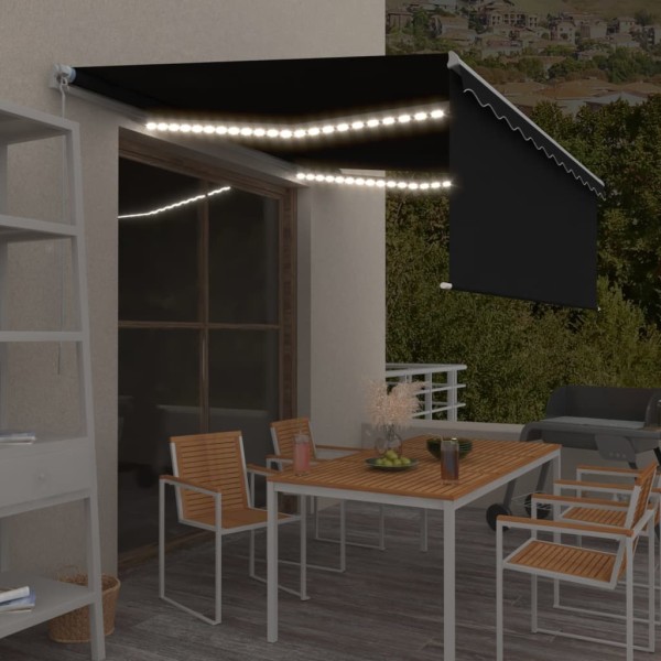 Manual retractable awning, anthracite, 4x3m