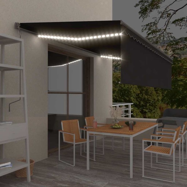 Manual retractable awning, anthracite, 5x3m