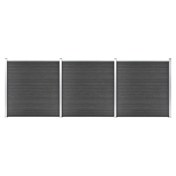 Set of fence segments, black, 526x186cm, WPC