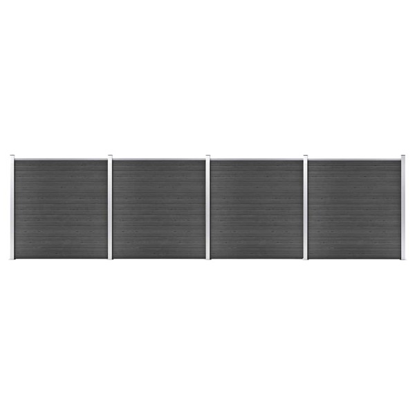 Set of fence segments, black, 699x186cm, WPC