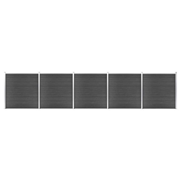 Set of fence segments, black, 872x186cm, WPC