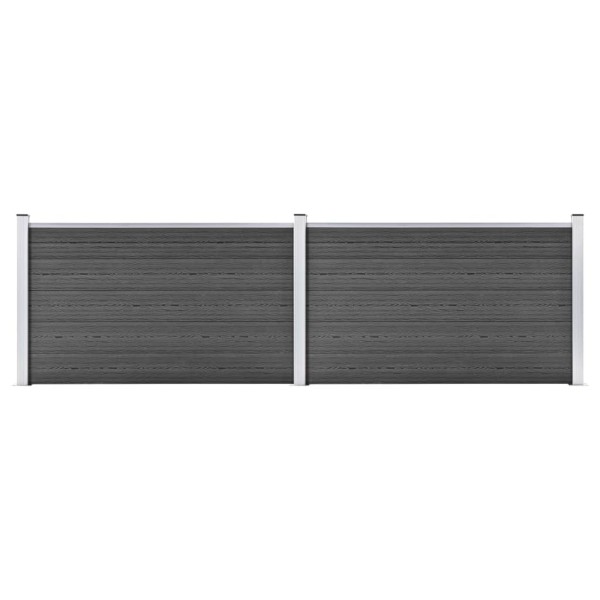 Set of fence segments, black, 353x105cm, WPC