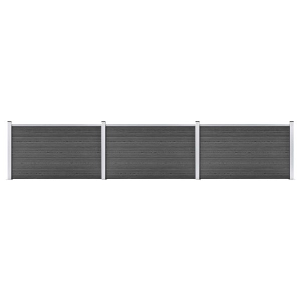 Set of fence segments, black, 526x105cm, WPC