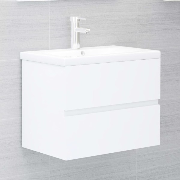 Washbasin cabinet with built-in washbasin, white, MDP