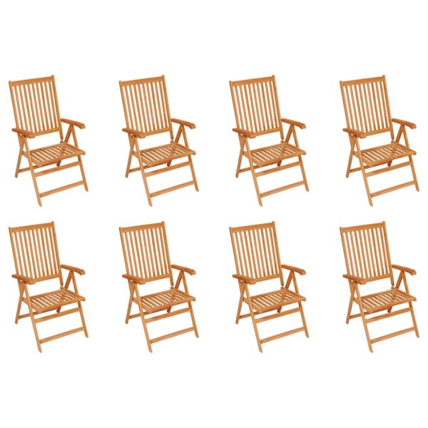 Reclining garden chairs, 8 pcs., solid teak wood