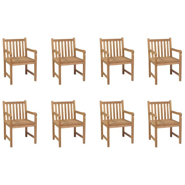 Outdoor chairs, 8 units, solid teak wood