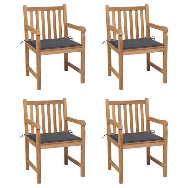 Garden chairs with anthracite cushions, 4 pcs., solid teak