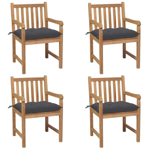 Garden chairs with anthracite cushions, 4 pcs., solid teak