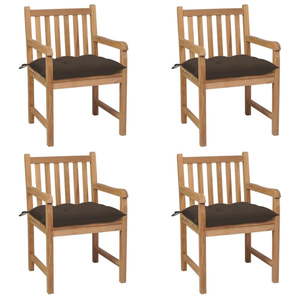Garden chairs with taupe cushions, 4 pcs., teak