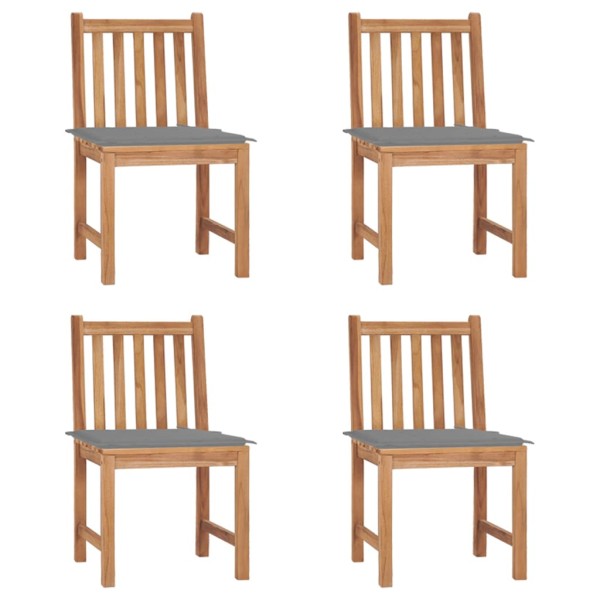 Garden chairs with cushions, 4 pcs., solid teak wood
