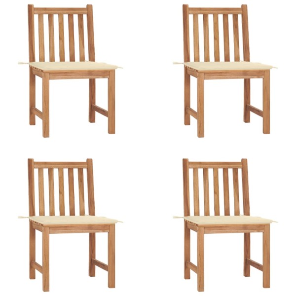 Garden chairs with cushions, 4 pcs., solid teak wood