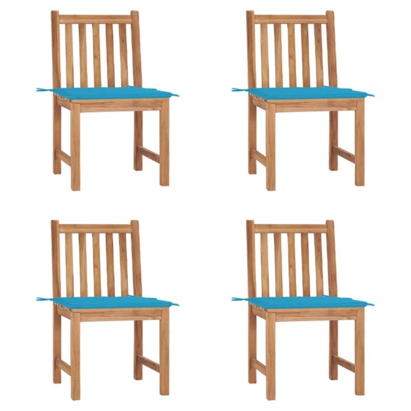 Garden chairs with cushions, 4 pcs., solid teak wood