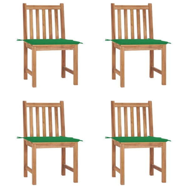 Garden chairs with cushions, 4 pcs., solid teak wood