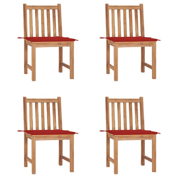 Garden chairs with cushions, 4 pcs., solid teak wood