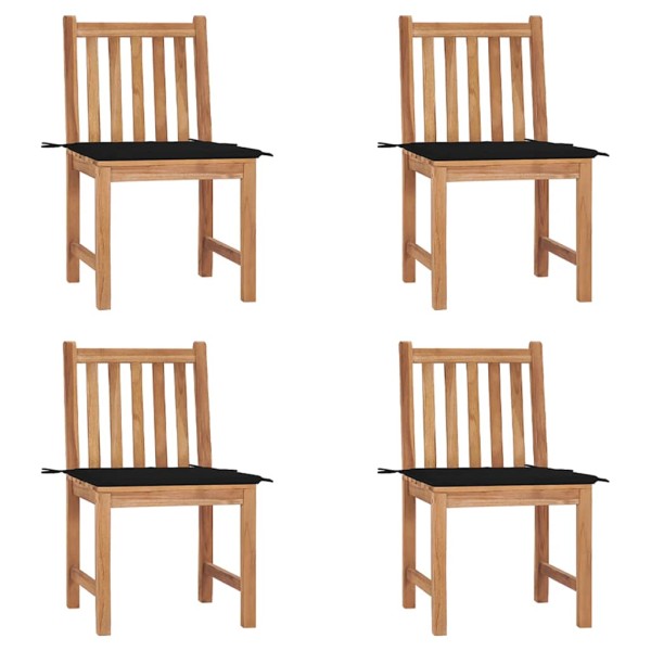 Garden chairs with cushions, 4 pcs., solid teak wood