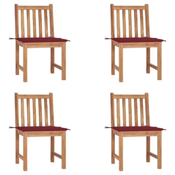Garden chairs with cushions, 4 pcs., solid teak wood