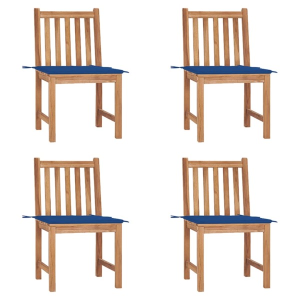 Garden chairs with cushions, 4 pcs., solid teak wood