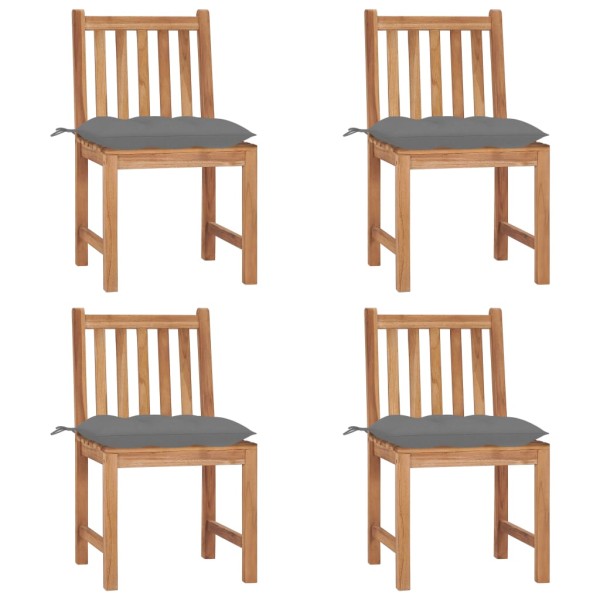 Garden chairs with cushions, 4 pcs., solid teak wood