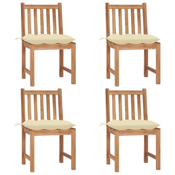 Garden chairs with cushions, 4 pcs., solid teak wood