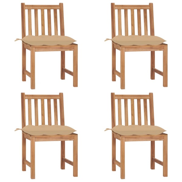 Garden chairs with cushions, 4 pcs., solid teak wood