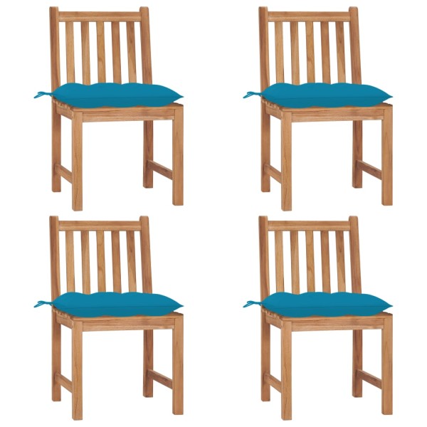 Garden chairs with cushions, 4 pcs., solid teak wood