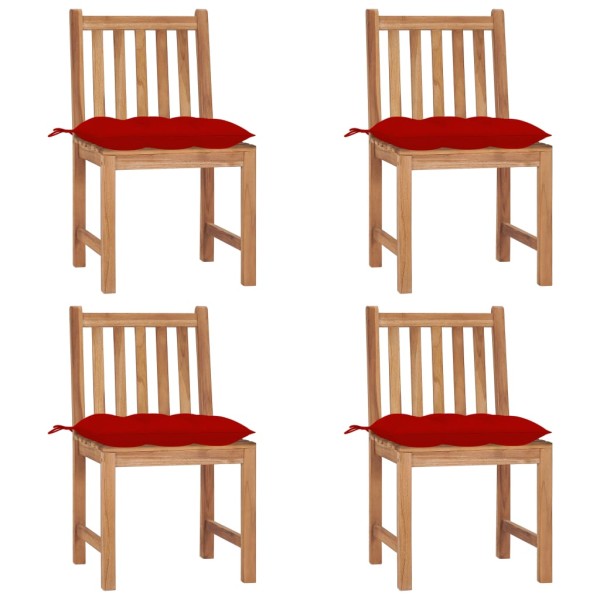 Garden chairs with cushions, 4 pcs., solid teak wood