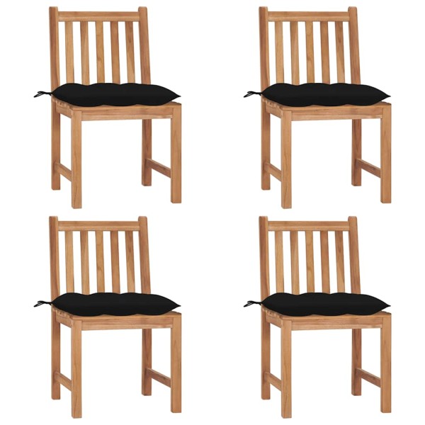 Garden chairs with cushions, 4 pcs., solid teak wood