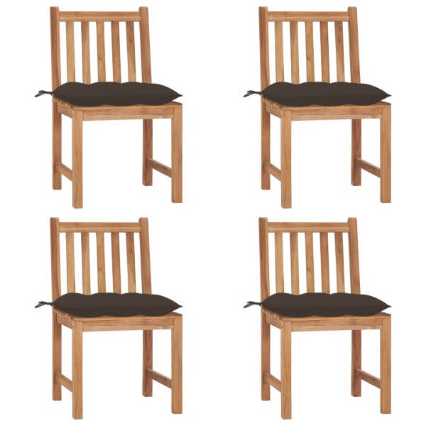 Garden chairs with cushions, 4 pcs., solid teak wood