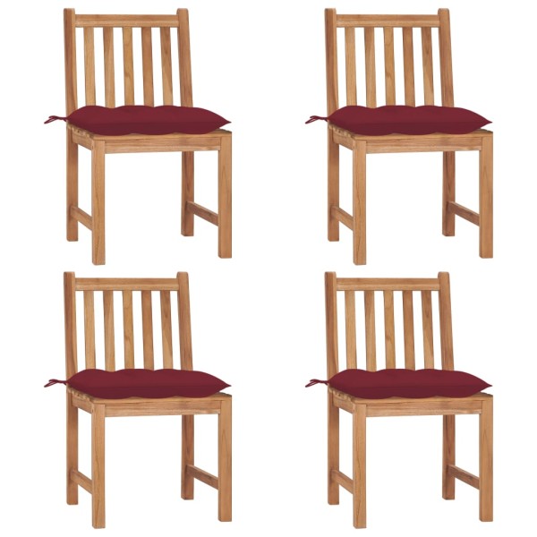 Garden chairs with cushions, 4 pcs., solid teak wood