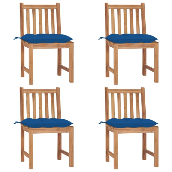 Garden chairs with cushions, 4 pcs., solid teak wood