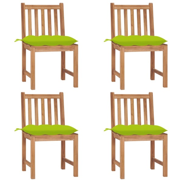 Garden chairs with cushions, 4 pcs., solid teak wood