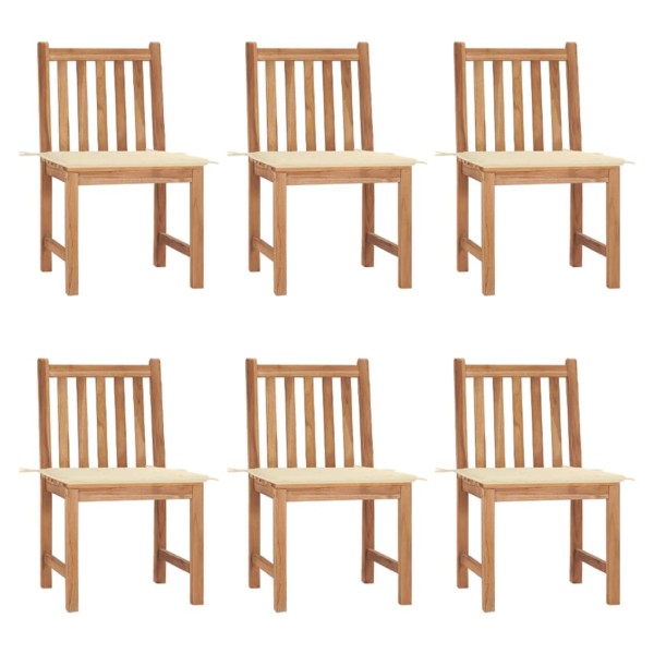 Garden chairs with cushions, 6 pcs., solid teak wood