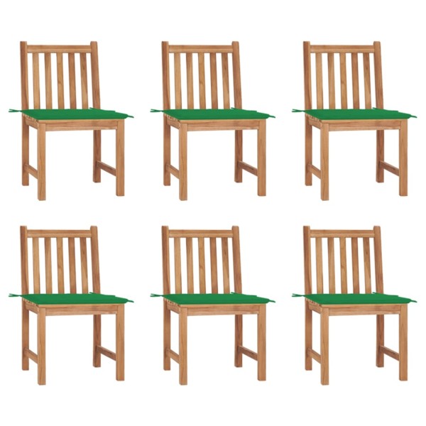 Garden chairs with cushions, 6 pcs., solid teak wood