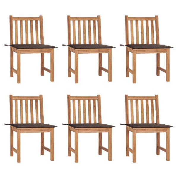 Garden chairs with cushions, 6 pcs., solid teak wood