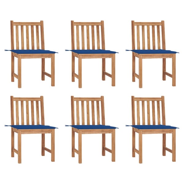 Garden chairs with cushions, 6 pcs., solid teak wood