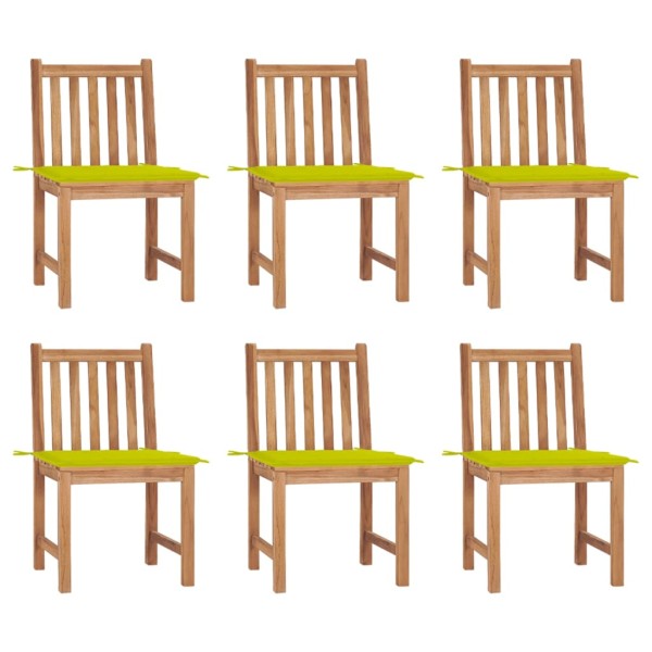 Garden chairs with cushions, 6 pcs., solid teak wood