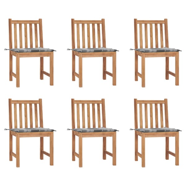 Garden chairs with cushions, 6 pcs., solid teak wood