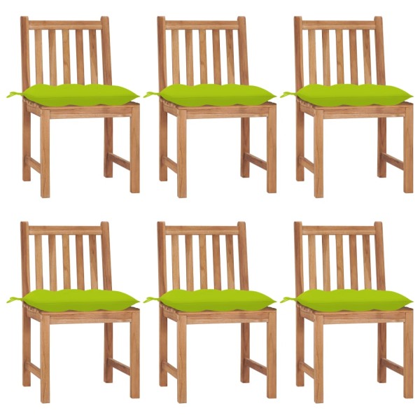 Garden chairs with cushions, 6 pcs., solid teak wood