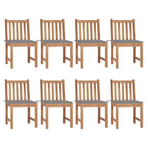 Garden chairs with cushions, 8 pcs., solid teak wood