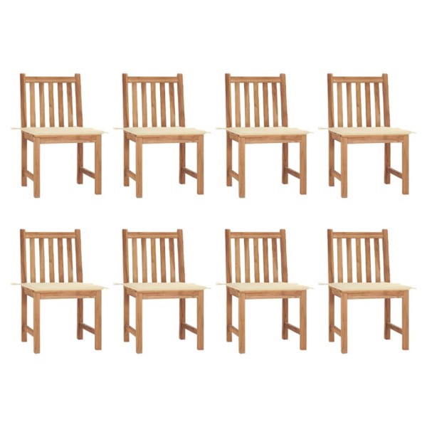 Garden chairs with cushions, 8 pcs., solid teak wood