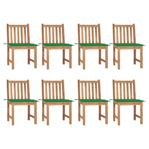 Garden chairs with cushions, 8 pcs., solid teak wood