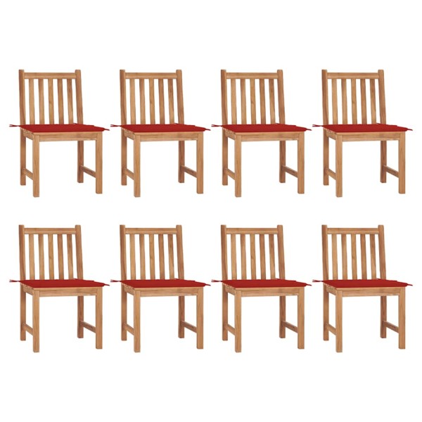 Garden chairs with cushions, 8 pcs., solid teak wood
