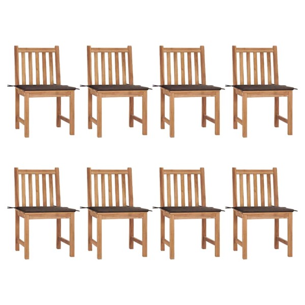 Garden chairs with cushions, 8 pcs., solid teak wood