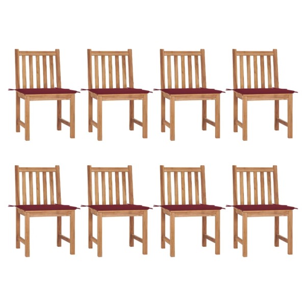 Garden chairs with cushions, 8 pcs., solid teak wood