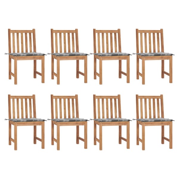 Garden chairs with cushions, 8 pcs., solid teak wood