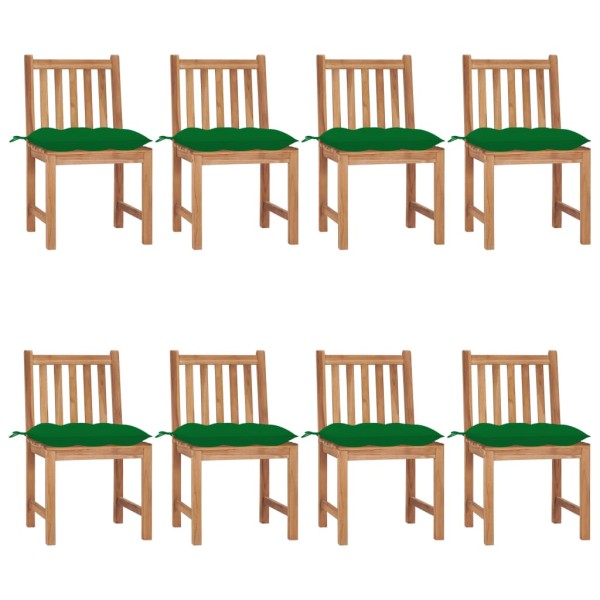 Garden chairs with cushions, 8 pcs., solid teak wood